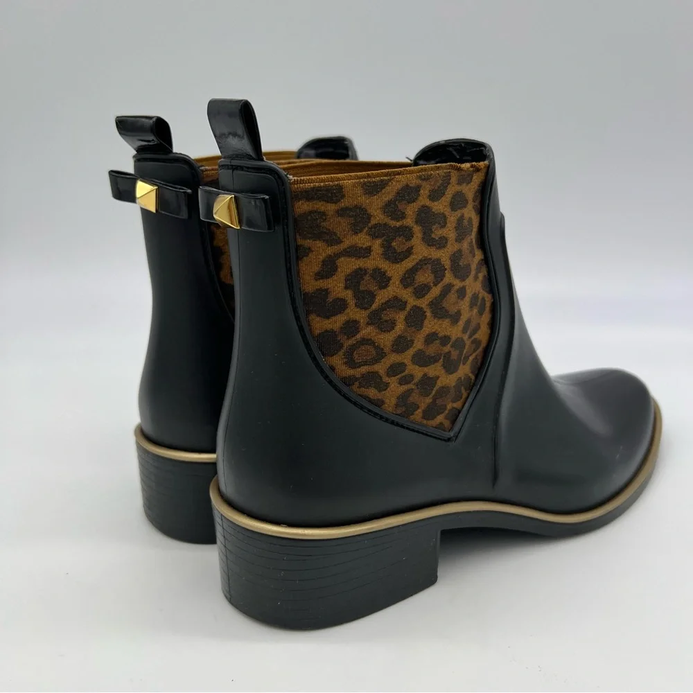 Kate Spade New York Chelsea Booties Black Leather Leopard Print Womens 6/7 - Picture 13 of 14
